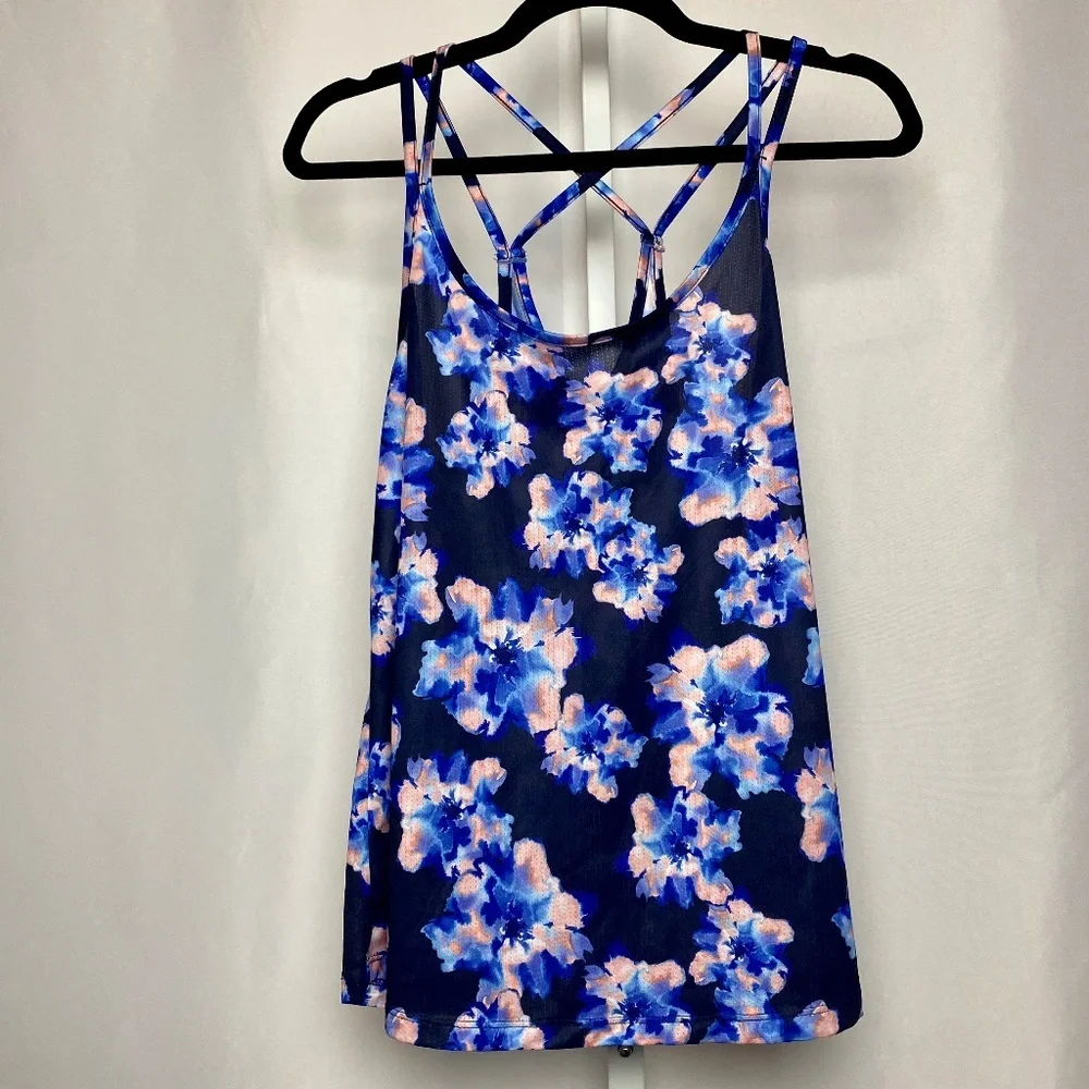 Old Navy Active Womenʻs Go Dry Blue | Pink Floral Workout Tank Large